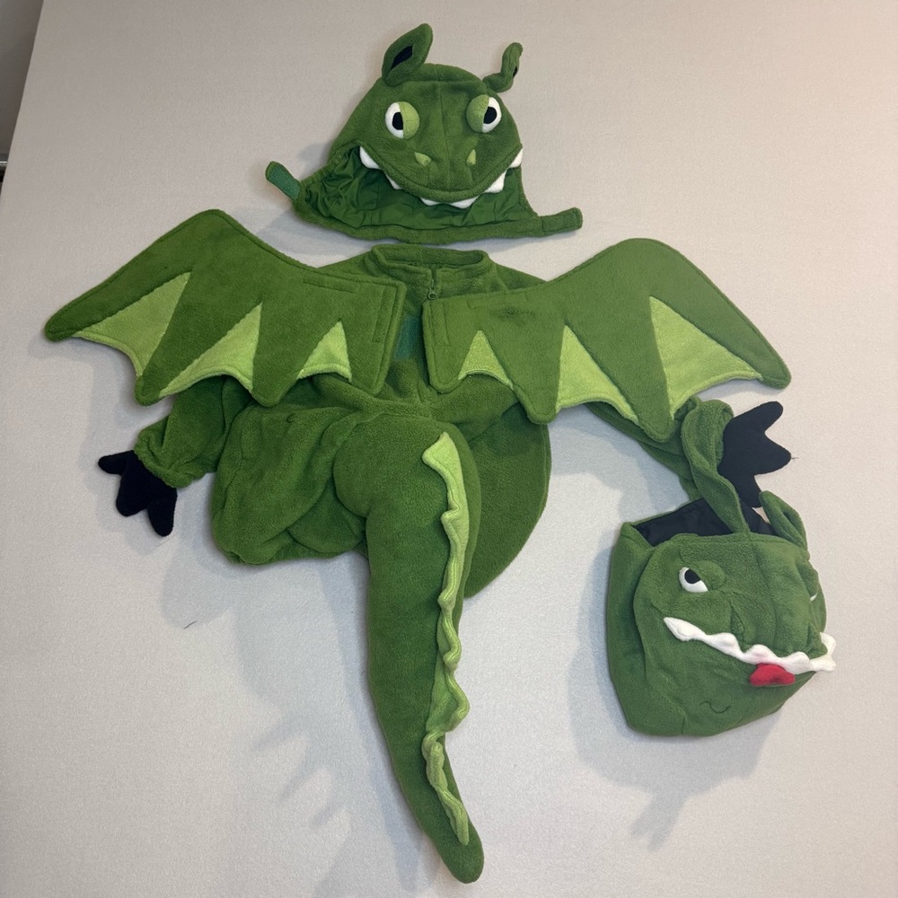 Pottery Barn Kids Halloween Dragon Costume EUC with treat bag Sz 2T-3T So cute!